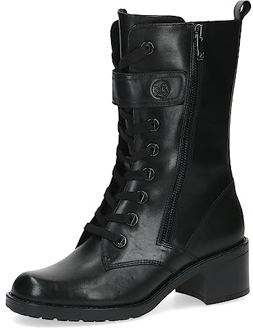 CAPRICE Damen Stiefeletten mit Absatz Memotion aus Leder Blockabsatz Weite G, Schwarz (Black Nappa), 38 EU