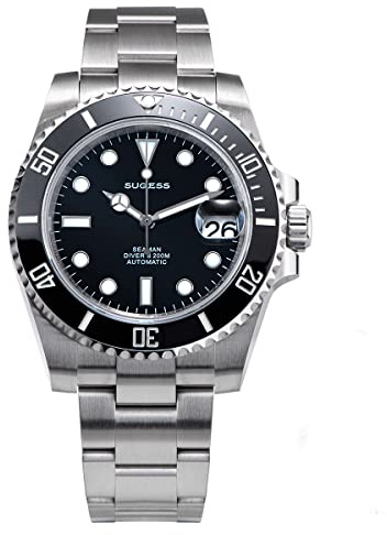 Sugess Automatische mechanische Taucheruhr für Herren, NH35-Uhrwerk, Keramik-Lünette, wasserdichte Armbanduhren