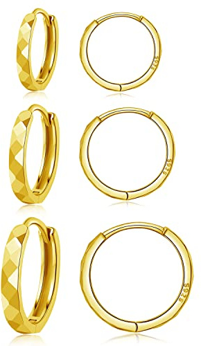 Cangall Creolen Silber 925 Klein, 3 Paare 925 Sterling Silber Creolen Ohrringe Set, Silber Damen Creolen Ohrringe in 9/11 / 13mm, Unisex Schlafen Knorpel Kreolen Creolen Ohrringe für Damen Herren