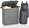 ROSOS Laundry Basket with Lid, 145L Collapsible Laundry Basket 2 Compartments with Removable Laundry Bags, Waterproof Laundry Hamper with Lid, Dirty Clothes Washing Baskets for Laundry, Grey