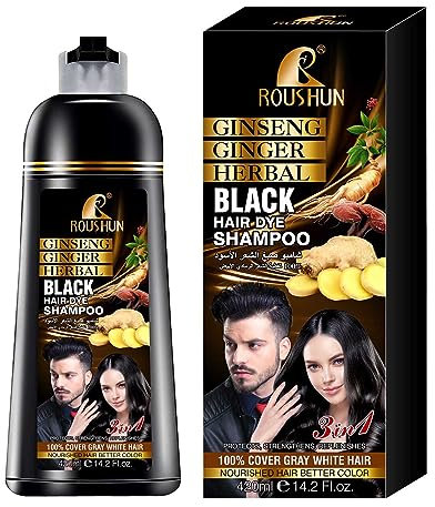 Shampoo colorantehampoo nero Hair Color per capelli grigi, tintura per capelli in pochi minuti, shampoo naturale e di lunga durata, per uomini e donne, 14,2 Fl.Oz