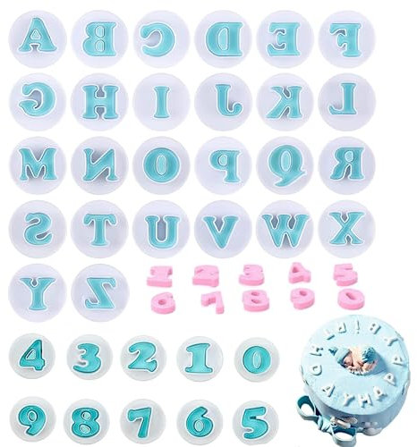 LINSIBEI 36 Pcs Alphabet Number Cookie Cutter Baby Shower Icing Letter Cutters Fondant Cake Decorating for Wedding Birthday Christmas Baby Shower Party