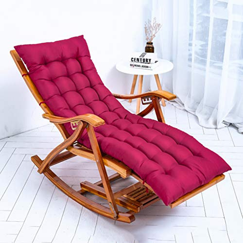 BUJOG Barhocker, Outdoor-Liegestuhl, Zero-Gravity-Stuhl, klappbar, verstellbar, Bambus-Schaukelstuhl, Relax-Liege mit bequemen Kissen, maximale Belastung 200 kg