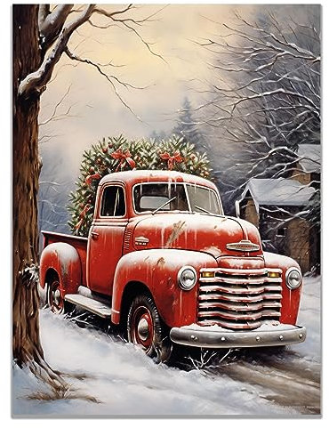 SHYAMIC Bilder Weihnachten Leinwandbild Kunstdruck, Weihnachtsdekoration Wandbild X-Mas Fenster Fotodruck Kunstdruck Leuchtbild, Weihnachten Winteridylle Effekt - 30x40cm Ungerahmt
