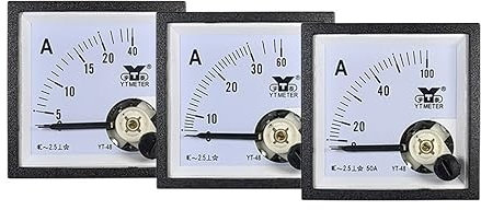 JMORCO Amperometro CA YT48 5A 10A 20A 30A 50/5A 100/5A Amperometro puntatore for Uso Diretto Richiede l'uso del trasformatore BE48 CP48 99t1 45mm Piccolo Ammete (Size : AC 600-5A, Color : AC 50A)