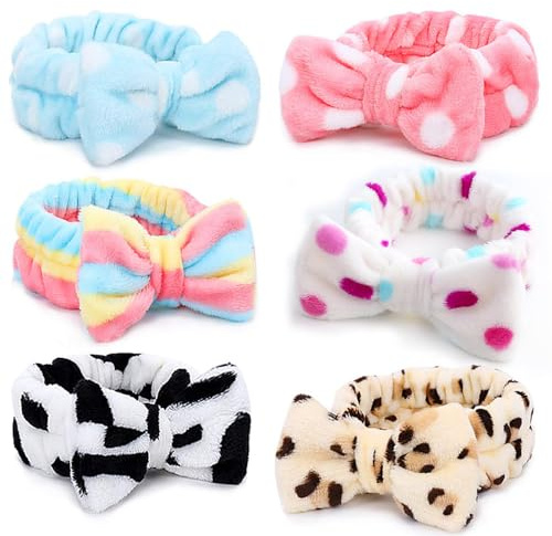 6 Piezas Suave Diadema Mujer, Diadema De Maquillaje Banda, Banda De Pelo Con Lazo, Diadema De Maquillaje, Diademas Faciales De Spa, Para Spa Yoga Ducha Envoltura Elástica Para Cabeza Para Niña Mujer