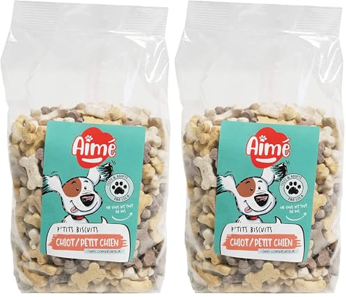 Aimé | Biscuits Petits Os 500g | Nourriture et Supplément Quotidien à Base de Calcium destiné au Chiot et Petit Chien | Récompenses, Friandises sans Conservateurs