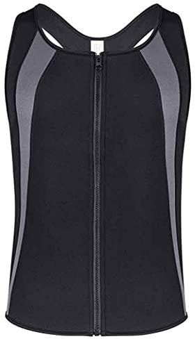 Herren-Shirt zum Abnehmen, Workout, Neopren-Top, Training, Body Shaper, Reißverschluss, Schwitzen, Sauna, kurz, ärmellos (schwarz, XL)
