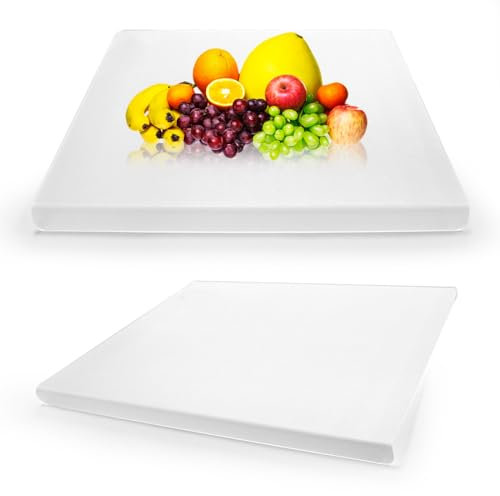 Planches à Découper en Acrylique Cuisine avec Lèvre de Comptoir, Planche à Transparente Antidérapante Protecteur Restaurant, pour Pain Viande Poisson Légumes Fruits (Transparent, 42.5x32.5x3cm)