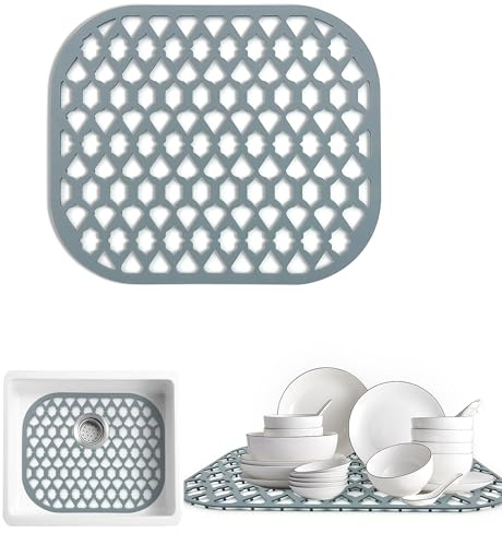SAMSIER Silicone Sink Protectors for Kitchen Sink, Multiple Sizes Mats Grids for Bottom of Farmhouse Stainless Steel Porcelain Sinks (13”x11”)
