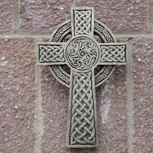 Plaque en pierre à suspendre en forme de croix celtique - Décoration de jardin viking britannique
