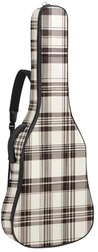 Schöner Koffer für 40/41/42 Zoll Akustikgitarre mit Aufbewahrung und Schutz, Weiß Retro Plaid, Mehrfarbig Nr. 07, 42.9x16.9x4.7 in, Gitarrentasche