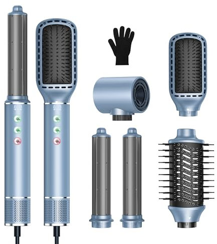 Airstyler 5 in 1, OKWRAP Hair Styler With 110000 U/Min Hochtouriger Motor Haartrockner Warmluftbürste Haarstyler,320 Millions lonic Hair Styler Set Mit Luft Lockenstab, Föhn, Glättbürste, Licht,Leise