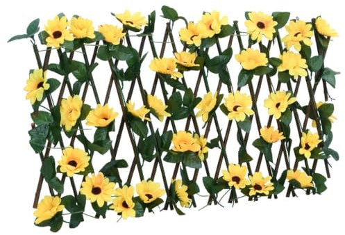 Rankgitter mit Künstlichem Efeu Erweiterbar Gelb 180x30 cm, CIADAZ Rankhilfe, Spaliere Und Rankhilfen, Kletterhilfe Für Pflanzen, Rosenstütze, Tomatenturm, Kletterrosen, Rosenrankgitter - 366596