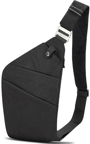 Nokamier Brusttasche Schultertasche Herren Damen Anti-Diebstahl Sling Bag Leichte Crossbody Umhängetasche für Reisen Wandern Radfahren Outdoor, Schwarz