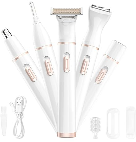 Epilierer für Frauen, 4-in-1 Elektro Epilierer, Gesichts- und Körperhaarentferner, Wiederaufladbare Damenrasierer, Mini Epilierer für präzise Entfernung von Haaren