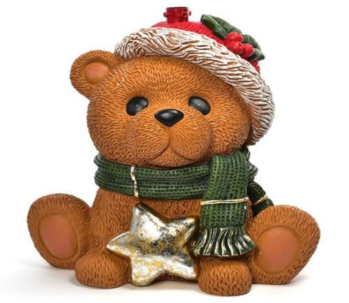 Magie di Natale Base per albero di natale orso con stella in poliresina decorazione natalizia