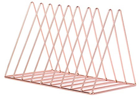 STOBOK Kreativer Metall-bücherregal-Organizer Roségold Dreieckiger Desktop-dateihalter Für Büro Schule Und Zuhause Design Für Ordnung Und Stil
