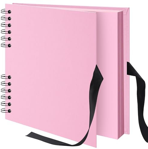 Remowith 20,5 x 20,5 cm 40 Pagine Album Fotografico Scrapbook Fai Da Te Copertina Rigida Kraft Pagine Bianche Libro Dei Ricordi Per Matrimonio Anniversario Famiglia Bambino Rosa