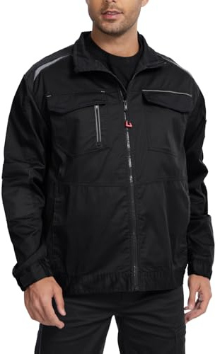 WORK IDEA Herren Arbeitsjacke mit kontrastreichen Reflexstreifen - Modernes Design mit Reißverschluss und Knöpfen