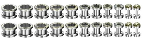 Mesnt Dehnstäbe Tunnel Set Ohr Expander Plug, 22PCS Edelstahl mit Epoxid-Kreis Ohr Expander Ohr Plugs, Silber