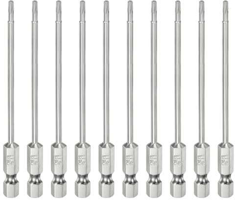 QUARKZMAN 10pz T8 Bit Torx di Sicurezza 1/4 Attacco Esagonale 4 Lungo Acciaio S2 Magnetica Bit Stellato Antimanomissione con Foro per Cacciavite per Rimuovere Viti di Fissaggio