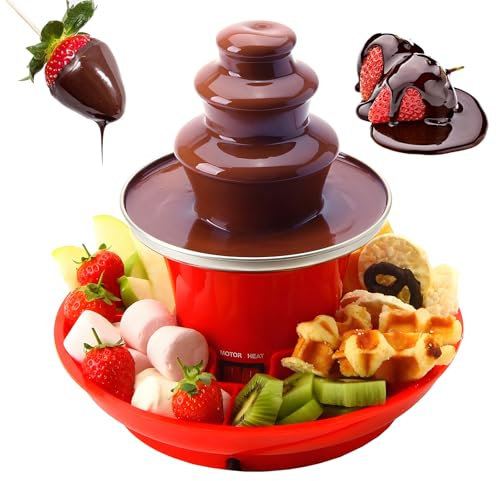 Set di fontane al Cioccolato Elettrico-Mini fonduta a 3 Livelli con pentola Calda e Funzione di Calore | Festa Che Serve Vassoio per Natale/Compleanni/Eventi Domestici