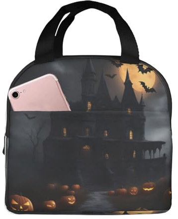 XTYGETY Lonchera reutilizable con estampado gótico de Halloween, bolsa de almuerzo aislada para el trabajo y aventuras al aire libre