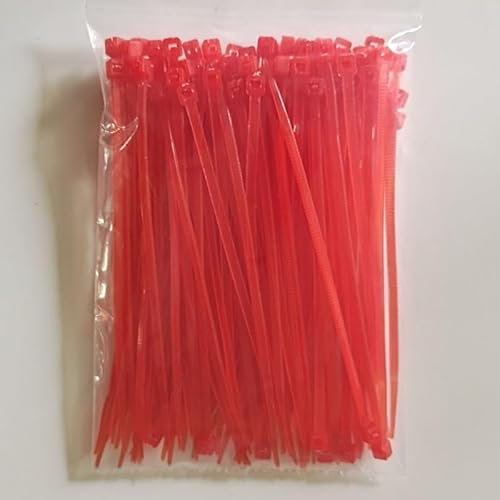 100 Stück selbstsichernde Kunststoff-Nylon-Kabelbinder schwarz weiß bunt 3 x 100 150 200 4 x 150 200 5 x 200 Befestigungsring Industrie(Red Color,3x150 100PCS)