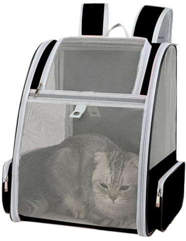 Pavsicgn Mochila para Gatos, Portador de Mochila de Gatos - Mochila para Mascotas con Calibre Grande,Suministros de Mascotas Plegables de Gran Capacidad con cojín de Felpa extraíble para Gatitos de