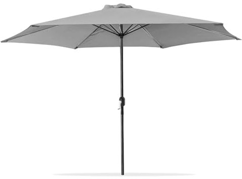 Acomoda Textil – Sombrilla de Jardín con Forro Anti UV. Parasol de Aluminio con Manivela, Toldo Octogonal Ø 3 M para Patios y Terrazas 244 x 300cm. (Gris)
