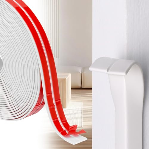 QWORK® PVC Peel and Stick Moulding, 2CMx6M Inside Outside Corner Trim Self-Adhesive, for Wall & Tile Edges