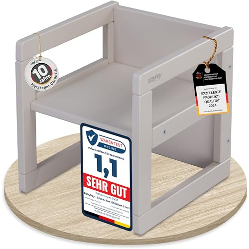 babybay Sitzhocker Littlefoot für Kinder 3-in-1 Stuhl/Tisch, beige lackiert