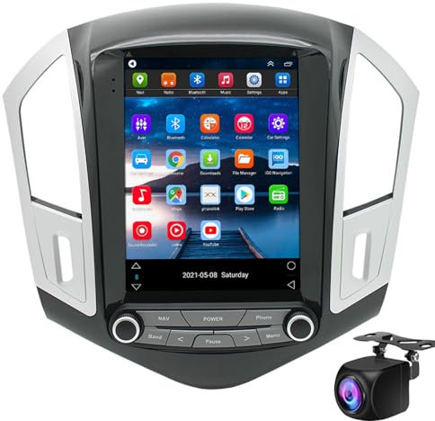 Coche Estilo Tesla CarPlay Android Auto Navigation Estéreo Para Ch-evy Cruze 2012-2015 GPS Radio Cámara De Reversa IPS Pantalla Táctil WiFi Bluetooth USB Mirror Link FM Headunit Media Pla(Color:M100S)
