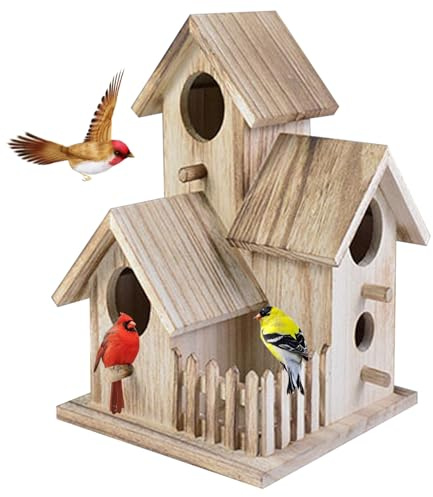 Casa di uccelli in legno per uccelli per la cabina per hotel naturale per nocciola per giardino per il balcone dell'albero da giardino all'aperto, scatole