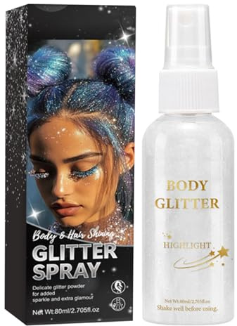 Glitzer-Spray für Körper, Haarspray mit Glitzereffekt aus Trockenpulver - loses Leuchtpulver, Halloween-Zubehör für Frauen Männer Haut Gesicht Kleider Bühne Konzert
