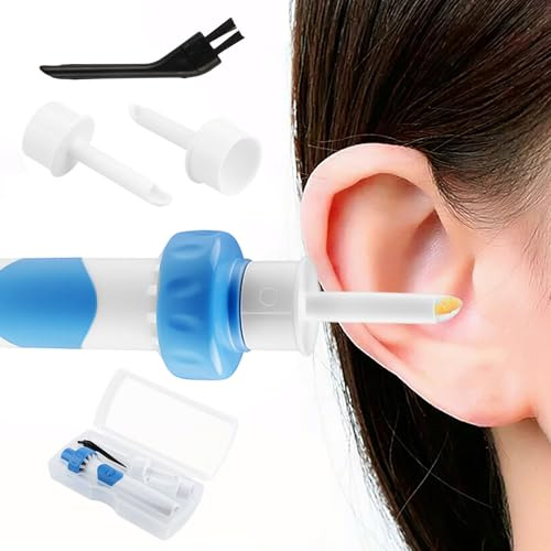 Aspirateur Oreille 13 cm, Nettoyeur d’Oreille Sûr et Indolore, Appareil pour Nettoyer les Oreilles de Cérumen Électrique avec 2 Tétines Remplaçables 1 Brosse, Pour enfants, adultes et personnes âgées