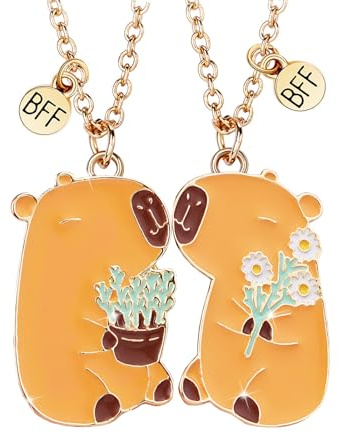 2PCS BFF Halsketten Süße Capybara Anhänger,Tier Freundschaft Magnetische Halskette für 2, Beste Freunde Halsketten Gold,Freundschaft Geburtstag Geschenke für Mädchen Jungen Freunde Schwestern Familie