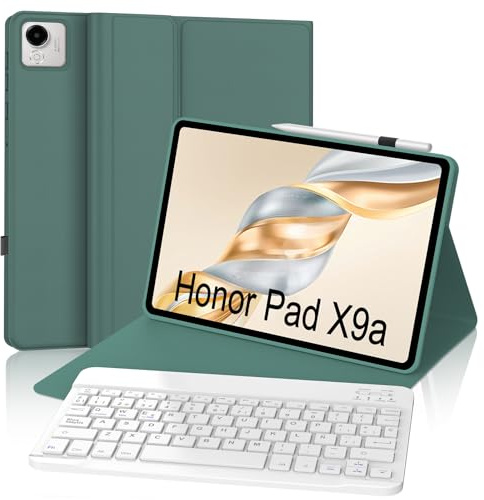 SENGBIRCH Funda con Teclado para Honor Pad X9a 11.5, Español Ñ Teclado QWERTY Diseño para Honor Pad X9a 2025 11.5 Pulgadas, Magneticamente Desmontable Keyboard, Verda