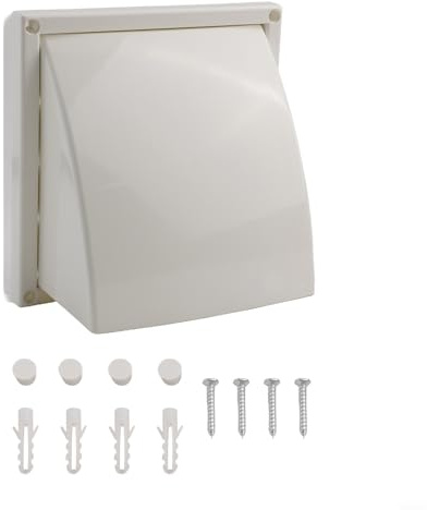 Vasiumic Weatherproof Exterior Wall Exhaust Vent with Built-in Valve, Air Outlet Grille for Kitchen Toilet Bathroom Range Hood Ventilation Fits Ducts, White(150MM)