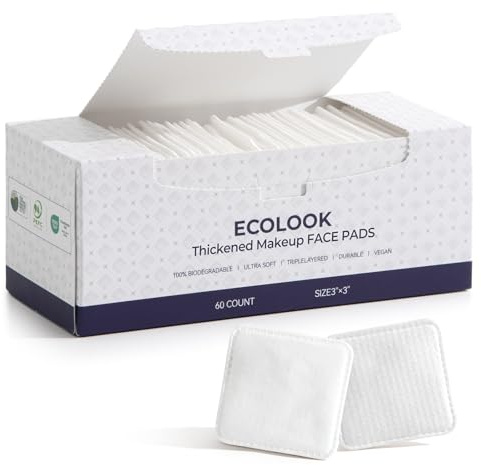 ECOLOOK Triple-Layer Cotton Facial Pads | Textured Exfoliating & Ultra-Soft Cotton Pads for Face | Reinforced Edges,Lint-Free & No Tear | Gentle for All Skin Types | Pair with Toner -1 Pack