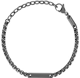 Breil, Collezione Ted Ext, Bracciale Uomo in Acciaio Inox Lucido, Catena con Maglie e Elemento Centrale Rettangolare, Chiusura Regolabile, Lunghezza fino a 22 cm, Idea Regalo Uomo