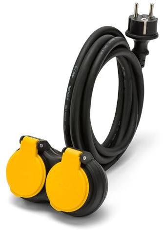 Stak prolunga elettrica 3 metri IP44 – 2 prese French type 2P+T – cavo neoprene H07RN-F 3x1.5, spina Schuko E/F, uso professionale e outdoor