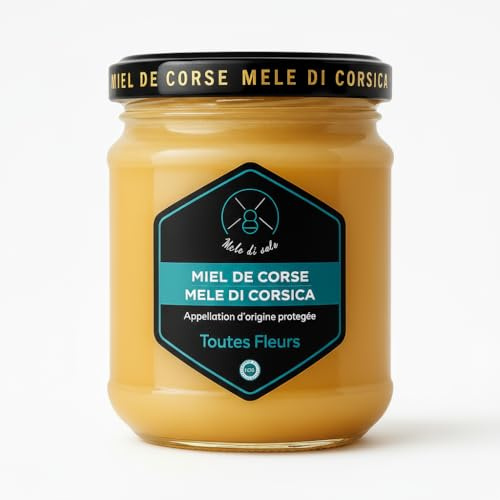 Miel Toutes Fleurs de Printemps Corse AOP – Mele di Sole – Miel Artisanal Crémeux Naturel – Maquis Corse Littoral – Bienfaits Immunité Gorge (400 Grammes)