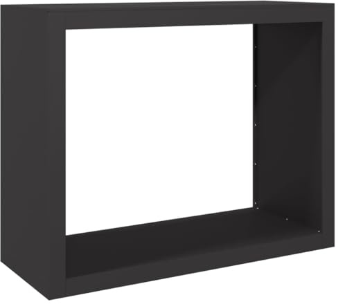 Refined Brennholzregal Kaminholzregal mit Stauraum Holzregal für Brennholz Feuerholzregal Kaminholzständer Schwarz 100x40x80 cm Stahl