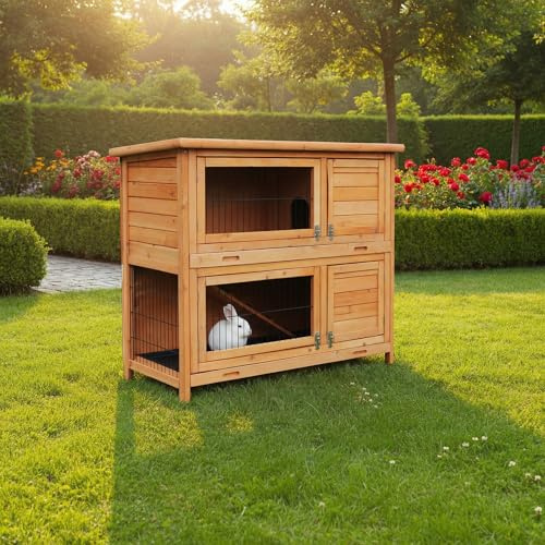 Miweba MyAnimal Hasenstall MH-20 | 120x51x105 cm | Winterfest (Braun) | Hasenkäfig | Kaninchenstall | Kleintierkäfig | Kaninchenkäfig | Kleintiergehege | Käfig | Hasenhaus | Nagerkäfig | Gehege