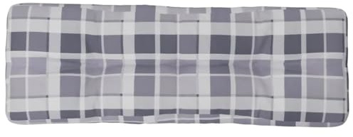Mokuyary - Cojín de paleta (120 x 40 x 12 cm), diseño de cuadros, color gris