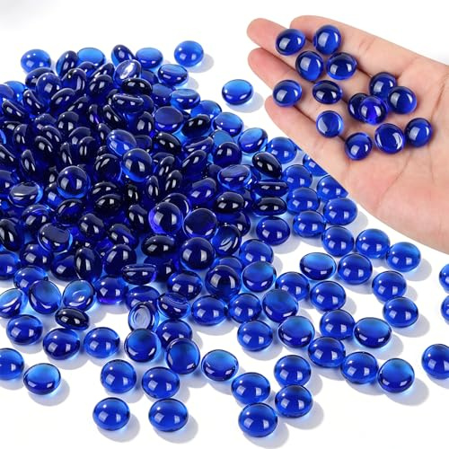 ENUTROF Billes Plates Verre Bille Plate Galets Decoratif Chinoises Aquarium | 500g 14.9MM Cailloux Galet Coloré pour Aquariums Vases Travaux Manuels Décoration Briques de Mosaïque Aménagement Paysager