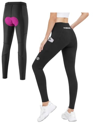 INBIKE Pantalon Cycliste Femme Rembourré 3D Pantalon Velo Pantalon VTT Respirant Haute Élastique 2 Poches Noir XXL