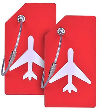 2Pack Silicone Luggage Tag with Name ID Card Perfect to Quickly Spot Luggage Suitcase by Ovener Red Color